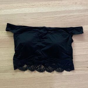 Black Off Shoulder Top with Lace Trim